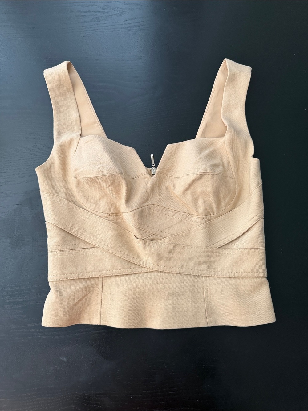 WHBM - Women’s Neutral Bustier Crop Top — Sculpting Support in Warm Sand